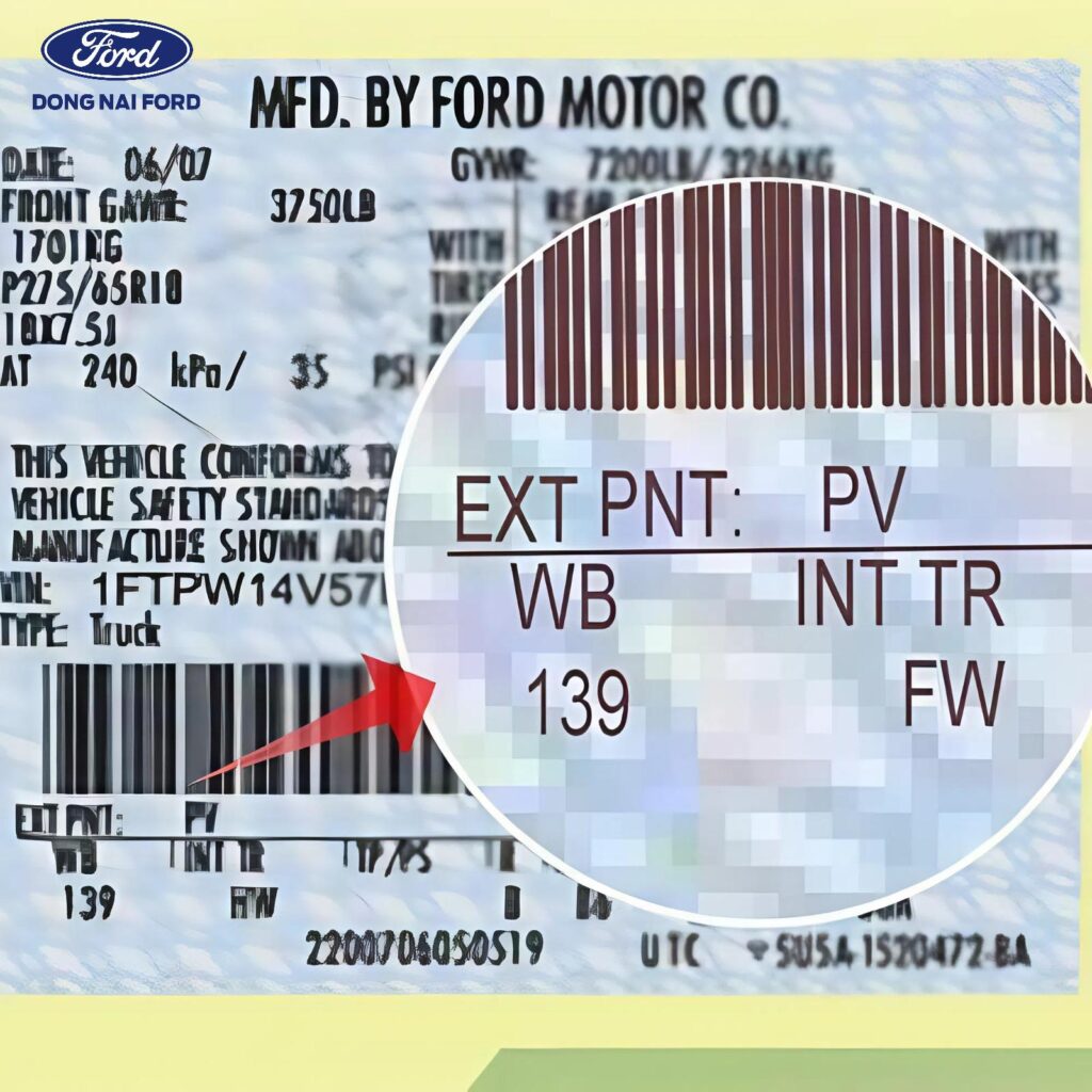 Cách tra cứu và xem mã màu Ford Ranger trên xe